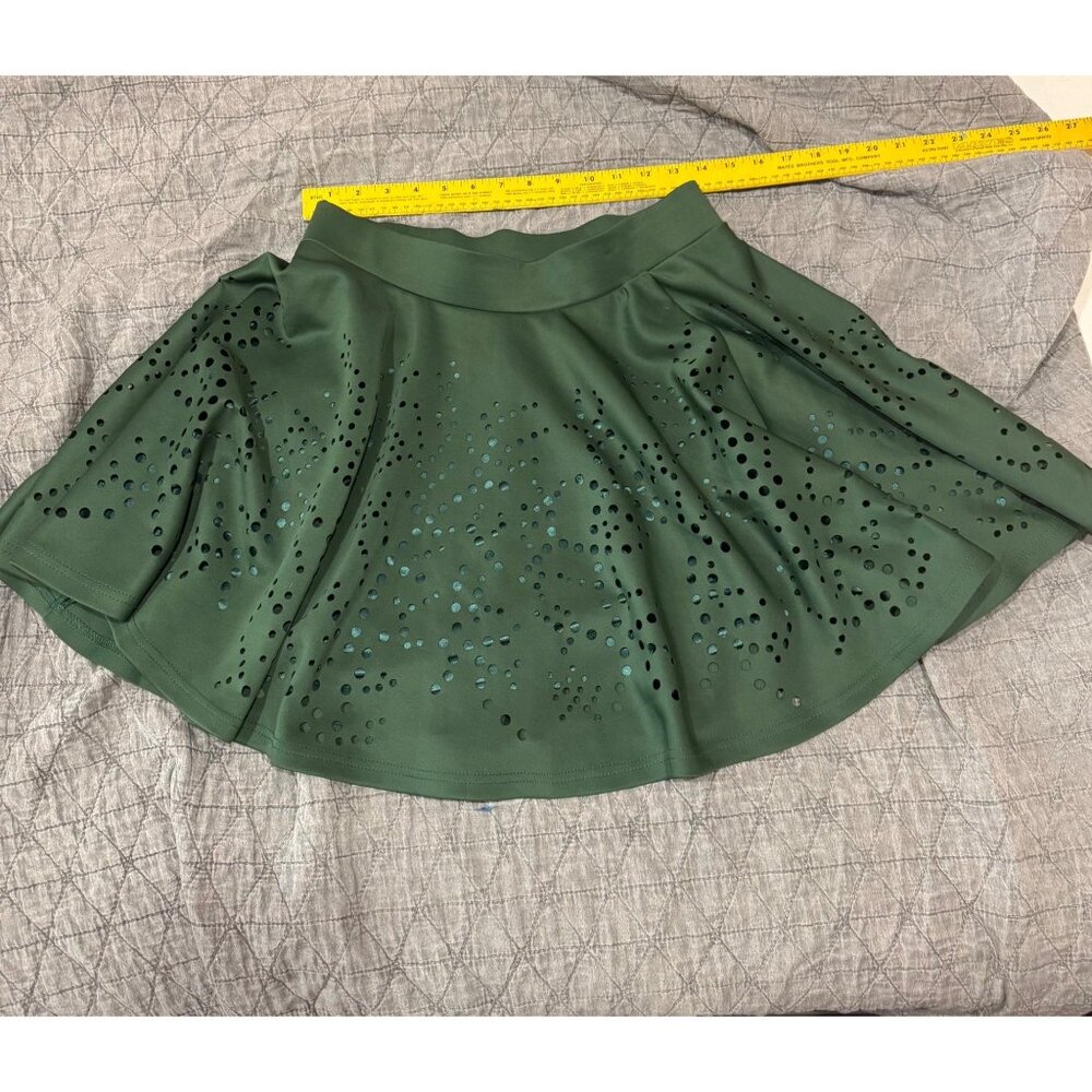 Green Unique Flare Micro Mini A-Line Skirt Satin Lining USA M